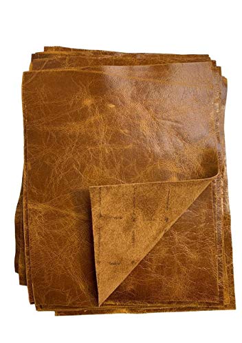 Distressed Cowhide Pull Up Leather: 8.5'' x 11'' Pre Cut Pieces (Tan, 1 Piece)