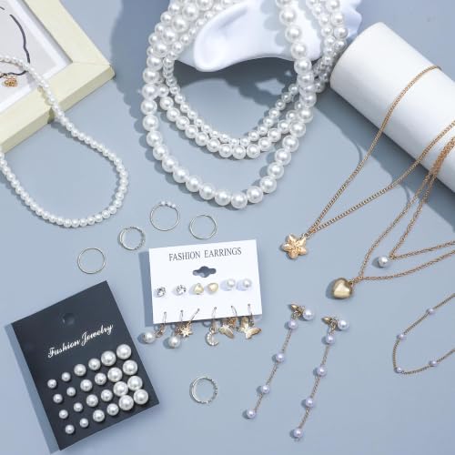 Image of NEWITIN 69 Pieces Gold Jewelry Set for Women Fashion Costume Jewelry Gold Plated Necklace Bracelet Earrings Set for Women