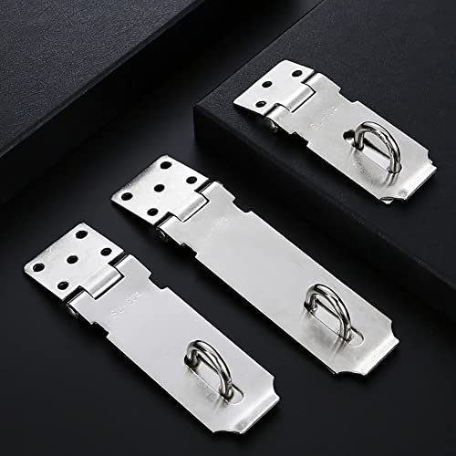 Image of 2 Pcs 4 Inch Stainless Steel Padlock Hasps Small Hasp Latches Door Padlock Latches Gate Lock Latches Cabinet Door Clasps with 16 Pcs Screws