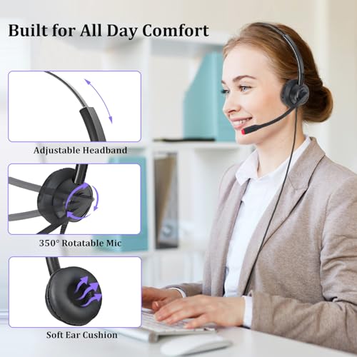 Casque de travail à domicile USB avec micro à réduction de bruit dynamique - 4