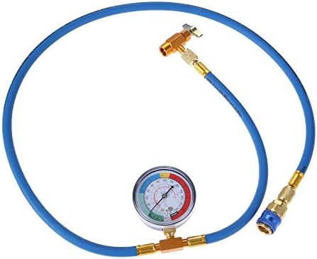 Aupoko R134A Car AC Refrigerant Charge Hose, AC Charge Hose with Gauge, R134A Can Tap Valve, R134A Quick Couple, Low Pressure Gauge and 59'' Recharge Hose