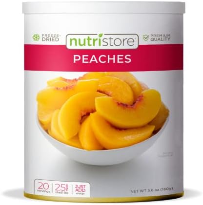 Nutristore Freeze Dried Peaches | 100% Natural, Healthy Fruit Snacks | Bulk #10 Can | Premium Quality & Crispy Fresh Taste | Emergency Survival Food Supply | 24 Servings | 25 Year Shelf Life