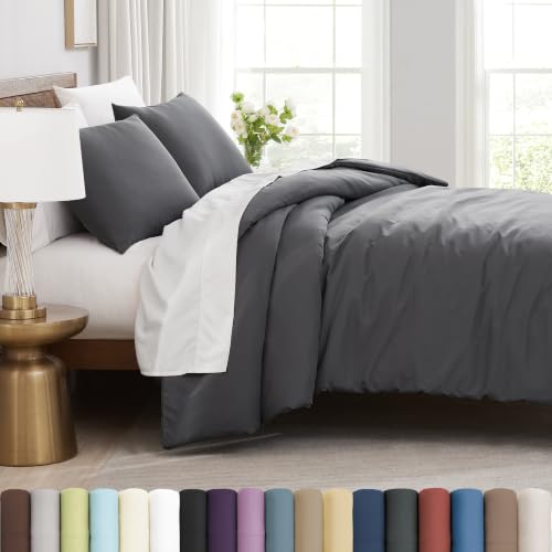 Southshore Fine Living, Inc. Oversized Slate Queen Duvet Cover Set Durable, Fade Resistant Zipper Closure Includes 2 Pillow Shams Machine Washable Queen Comforter/Duvet Cover, Slate