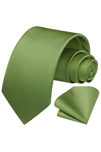 Image of HISDERN Mens Ties Solid Color Ties for Men Formal Necktie with Pocket Square Set Satin Silk Neck Tie Handkerchiefs Set