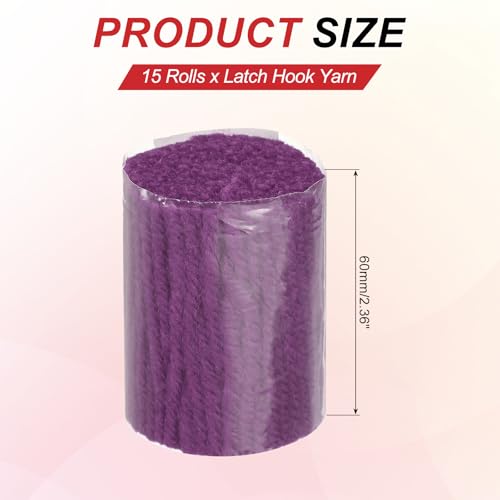 Image of MECCANIXITY 15 Rolls Latch Hook Yarn, 3mm Dark Purple Latch Hook Kit Yarn Precut Hook Rugs Making Crochet Bundles for Rug Adults Beginners Tapestry DIY Craft