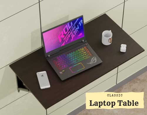 Image of Compal Wall Mounted Foldable Study Table /Office Table /Laptop Table /Work Table /Utility Table, Computer Table Kitchen and Dining Table (16X24 Inches, Brown)