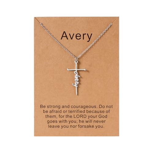 Lcherry Avery Cross Name Necklace Personalized Custom Name Cross Necklace for Women Customized Jewelry Gift for Women