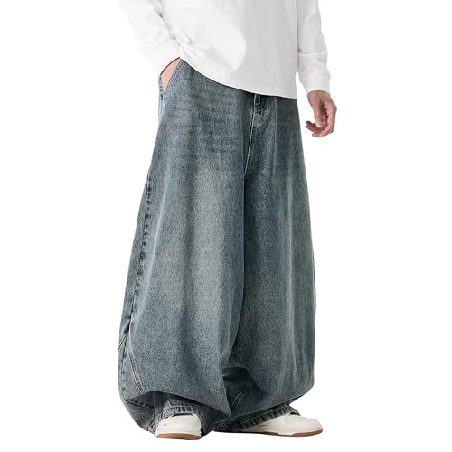 DOSLAVIDA Baggy Jeans for Men Wide Leg Hip Hop Jean Stylish Loose Fit Denim Pants Casual Streetwear Skateboard Pants4