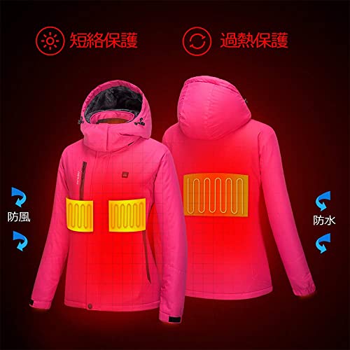 [DEWBU] 電熱ジャケット バッテリー付き 7.4V 3段温度調整 アウトドア 作業着 防寒着 アウトドアスポーツ 釣り 登山 スキー 適用 (レディース ローズ,XL) 2枚目