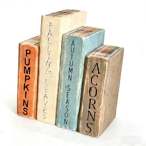 liwupro Farmhouse Fall Decor Wood Books Set Autumn libros decorativos