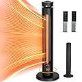Outdoor Electric Heater, Infrared Heater 1500W, 8 Heat Levels, 8H Timers, 1s Heating Carbon Fiber Tube Patio Heater, Tip-Over & Overheat Protection, IP65 Waterproof Tower Heater 75°Oscillation, Black