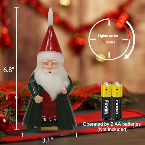 Image of Santa Claus Christmas Flameless Candles with 6 Hour Timer, Christmas Candles Battery Operated Hand Carved LED Flickering Candle with 3D Wick for Home Holiday Xmas Decorations