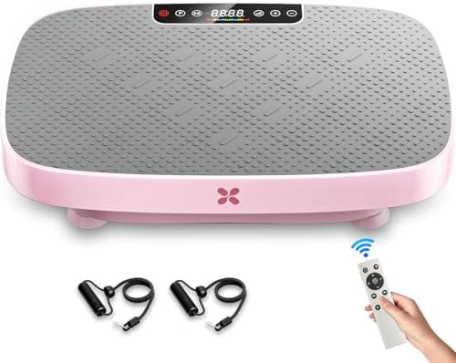 Vibration Plate Exercise Machine, Ultra-Quiet Vibration Plate for Lymphatic Drainage & Body Toning, Whole Body Vibration Platform with Bluetooth, Resistance Bands, Home Gyms Equipment