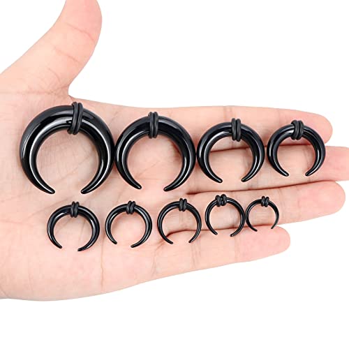 Longbeauty 18Pcs Acrylic Septum Pincher Tapers C Shape Buffalo Ear Taper Kit Stretching Expander Rings for Nose Ear Gauges Size 14G 12G 10G 8G 6G 4G 2G 0G 00G3