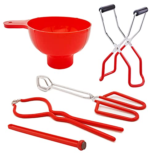 5 Pack Canning Supplies Starter Kit Canning Kits Set for Beginners Lid Lifter Jar Lifter Jar Wrench Canning Tongs Canning Funnel for Wide and Regular Jars Mason Jars Home Canning Jars Dehydrating