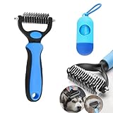 Novique Sided Dematting & Deshedding Comb for Dogs & Cats, Versatile Undercoat Detangler Brush for Shedding, Matted Hair & Fur Remover Tool, Stress-Free Pet Grooming Rake with Ergonomic Handle（2 in 1