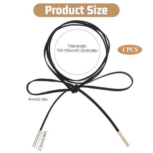 Black Choker Necklace Gothic Bow knot Choker for Women Velvet Long Wrap Rope Collar Tie Neck Chain with Gold Tube Ribbon Suede Jewelry for Party Prom2