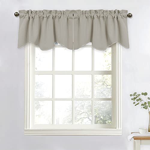 NICETOWN Natural Valance Curtains Farmhouse Style Kitchen Short Small Mini Curtain Rod Pocket Thermal Insulated Valance for Bedroom Window for Thanksg