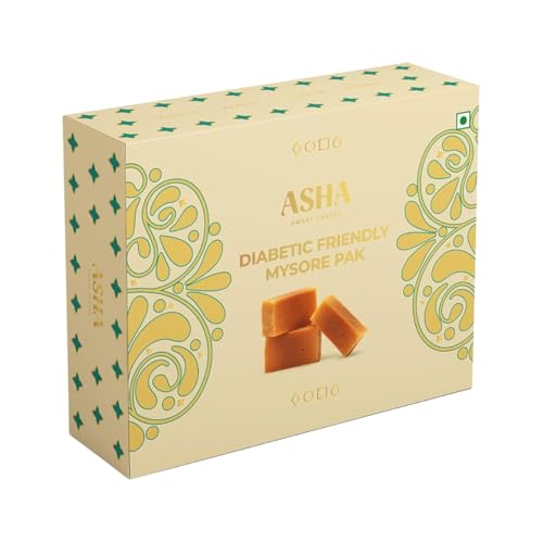 Image of ASHA SWEET CENTER Premium Handcrafted Diabetic Friendly Mysore Pak (250Gm) Authentic Indian Dessert Made With Pure Ghee & Low GI Sugar|Exclusive Sweet Gift Box For Any Occasion & Celebration