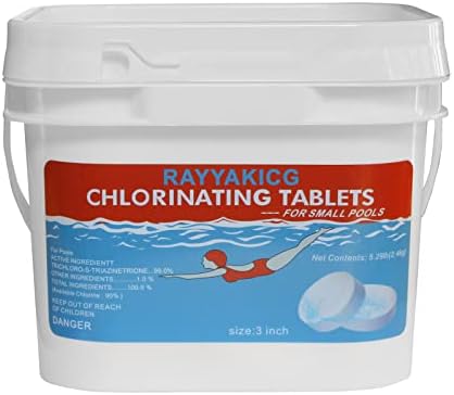 RAYYAKICG 3 Inch Pool Chlorine Tablets 5 LB for Swimming Pools | Long-Lasting Slow-Dissolving 3" Chlorinating Tablets for Hot Tubs and Spas | 90% Available Chlorine 5 Pounds