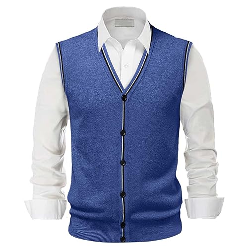 Pull gilet homme col V pure laine sans manches maille bouclée chaud élégant