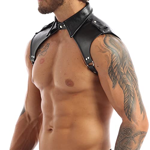 Men's Leather Body Chest Harness Belt Adjustable Lapel Collar Shoulder Caged Belts Clubwear2
