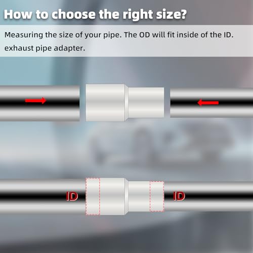 Image of A-KARCK Exhaust Adapter Connector 1.25 inch ID to 1.5 inch ID, Exhaust Pipe Reducer 4 inch Overall Length 304 Stainless Steel