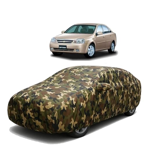 Image of Sulfar 100% Waterproof Car Body Cover Compatible with Mirror for Chevrolet Optra with Long Lasting Durable Material (Triple Stitched, Full Bottom Elastic, Camouflage Army)