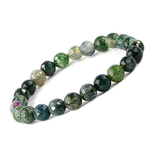 Image of Reiki Crystal Products Certified Natural Crystal Stone 8 mm Diamond Cut /Faceted Beads Bracelet for Men & Women | Reiki Charged Gemstone Bracelet | Multiple Crystal Variants Available