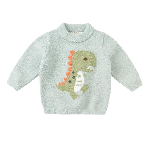 DAVE&BELLA Toddler Baby Girl Boy Knit Sweater, Cute Animal-Themed Plush Pullover Sweater Fall Winter Crewneck Long Sleeve Top D-Green