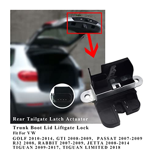 Image of RuiWen 5M0827505K Rear Trunk Boot Lid Lock Latch Compatible with VW Golf 2010-2014 GTI 08-09 Passat 07-09 R32 2008 Rabbit 2007-2009 Jetta 2008-2014 TIGUAN 2009-2017 TIGUAN Limited 2018