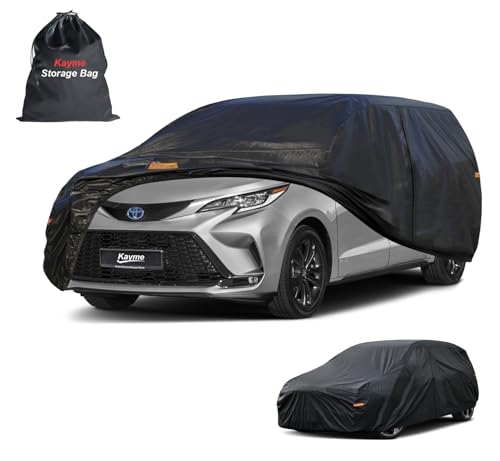 Image of Kayme 7 Layers Car Cover Custom Fit for Toyota Sienna Minivan (1997-2025) Waterproof All Weather for Automobiles, Outdoor Full Cover Rain Sun UV Protection.Black