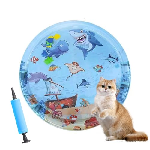 Calantre Cat Water Mat 2025 Upgraded 0.5mm Thickened Sensory Water Palymat Anti-Scratch Design Pet Water Mat for Bored Indoor Cats Cat Interactive Toys with Inflator