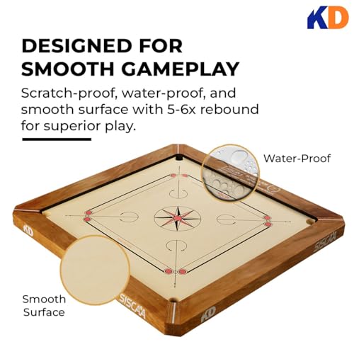 Image of KNK Carrom Board Sure SLAM Indoor Board Game Approved by Carrom Federation of India & Maharashtra Carrom Association (Champion, 20mm)