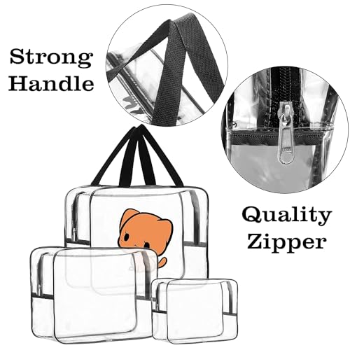 Image of Storite Set of 3 Travel Pouch Bags - Clear PVC Toiletry, Cosmetic & Storage Organizer Bags for Travel, Gym, Makeup & Daily Use Waterproof Zipper Bags