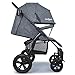 Daliya® Variyo Buggy Kinderwagen Jogger XXl Sonnenverdeck Lederbezug Kautschuk Hartgummi Räder (Set 00, Dunkel Grau)