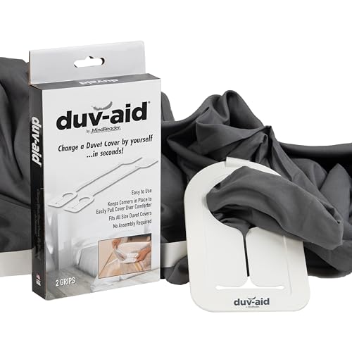 Mind Reader duvaid Parure de lit changeur de Couette – Changez Facilement Votre Housse de Couette par Vous-même – Empêche Le Glissement – 2 poignées par Paquet...