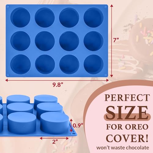 Image of HKNMTT Silicone Round Cookie Mold, 4 PCS Candy Chocolate Moulds, 12-Cavity Cylinder Non-Stick Food Grade BPA Free Moulds for Making Handmade Soap Mini Cake Jelly Brownie Pudding Jello