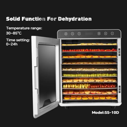 Image of Food Dehydrator 10 trays Stainless Steel for Jerky Vegetables Fruits Meat Yogurt Treats Herbs with Digital 0-24 Timer and 30-85℃ Temperature Control 800W Electric Food Dryer Machine
