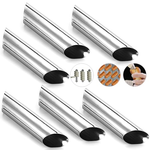 MEIYAHOME 6 moldes cilíndricos oblicuos de 12,5 cm para cannoli al Caffè de acero inoxidable S4300 que se pueden utilizar repetidamente tubos de cannoli para hornear pastelería (biselado 12,5 cm)