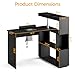 HolaiNail Manicure Table, L-Shaped Nail Tech Desk with Dust Collector, Reversible Rotating Table & Storage Shelf, Acetone Resistant Beauty Salon Station, Black