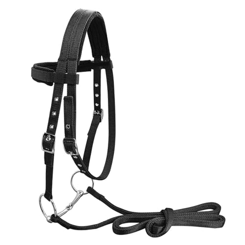 Frdhee Briglia Snaffle Lilly, Briglia Snaffle Bitless Cavalli Nero Briglia Snaffle di Alta qualità Morbida Briglia bitless Comfort con redini