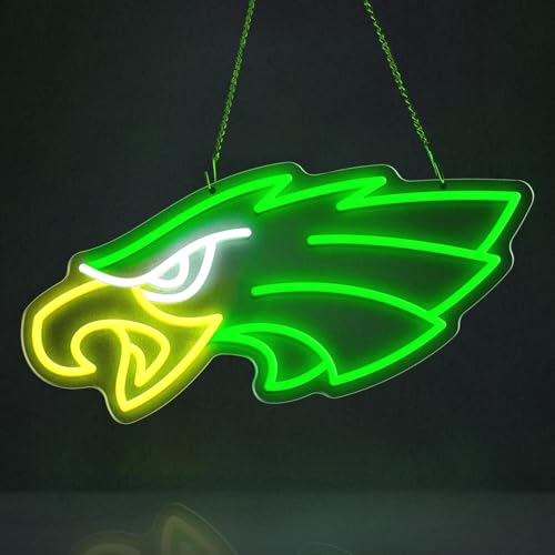 Jevuoyee Football Neon Signs for Wall Decor, Dimmable Philadelphia Logo Neon Light, LED Decor for Man Cave, Game Room, Bar, Birthday, Christmas Gifts (15x10 inch)