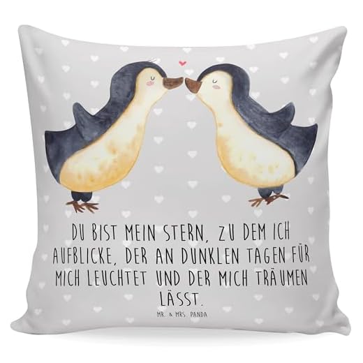 MoonWorks Kissenbezug Lieblingsmensch Geschenk Freundschaft Partner Freundin Kissen-Hülle Kopfkissen Deko-Kissen 40x40 Baumwolle Natur 40cm x 40cm 5 Mr. & Mrs. Panda 40x40 Kissen Pinguin Liebe - Geschenk, Ehemann, Kissenhülle, Freundin, Geschenk Freund, Heiratsantrag, Sofakissen, Liebespaar, glücklich, Dekokissen, Kopfkissen, Pinguin Paar, Ehefrau