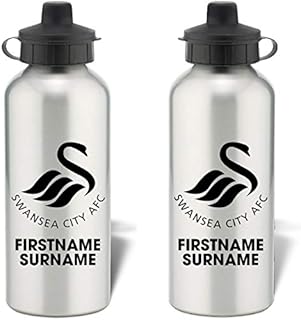 Swansea City Personalised Club Crest Sports Water Bottle AFC fans - 600ml Silver Aluminium Bottle