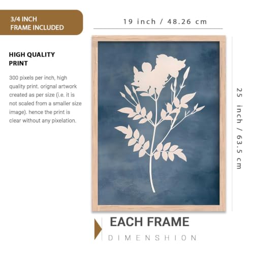 Image of kotart Aesthetic Botanical Art Home Decoration Painting | Floral Paintings With Frame For Living Room Bed Room Hotel Wall Decor Digital Reprint Set of 3 (19X25 inch)