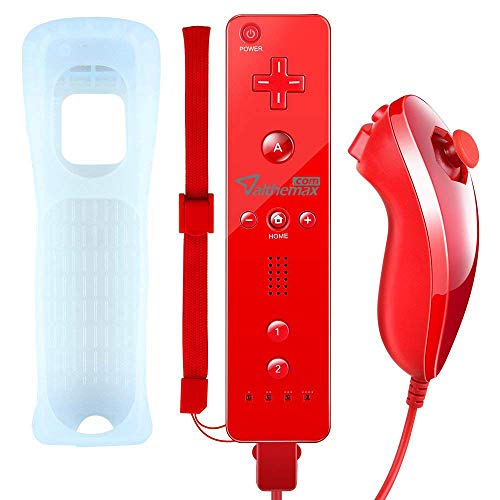Althemax® Funda de silicona Nunchuk de Motion Plus incorporada Remote Plus para Wii Multi Color - Blanco / Negro / Azul / Azul oscuro / Rosa / Rojo (Rojo) Cover