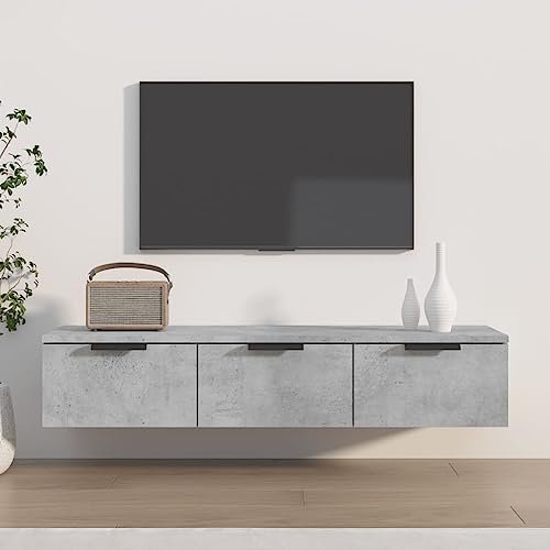 Miniatura 2 de Vidaxl Armario De Pared Mueble Aparador Almacenaje Cajones Colgante Para Tv Estante Flotante Salón Decoración Madera Contrachapada Gris Hormigón