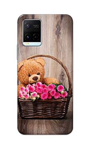Image of PRINTFIDAA Roses and Teddy Bear in The Wicker Hard Back Cover for Vivo Y21 (2021) / Y33S Back Cover -(P6) KAT1004