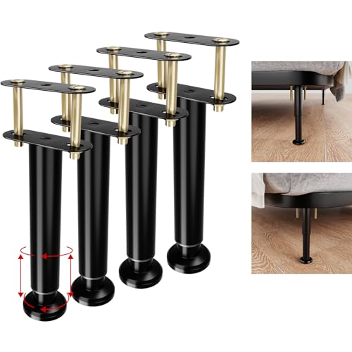 ruiru bro Adjustable Bed Frame Support Legs,Metal Bed Center Slat Heavy Support Leg, Bed Slat Reinforcement Kit,Bed Support Legs for Bed Frame Replacement,More Stable, More Quiet(7-12.6in 4pcs)